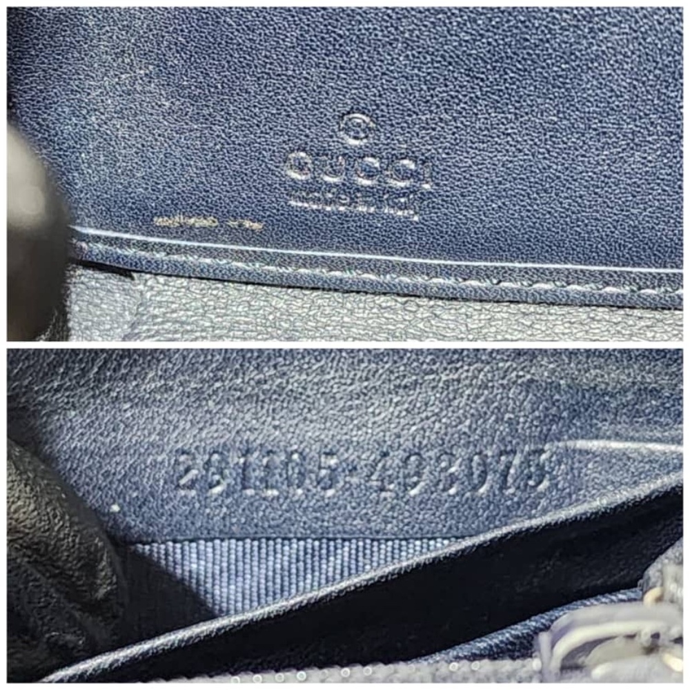 Authentic GUCCI Sherry Line Leather Long Folding Wallet Deep Navy Blue - Picture 7 of 10